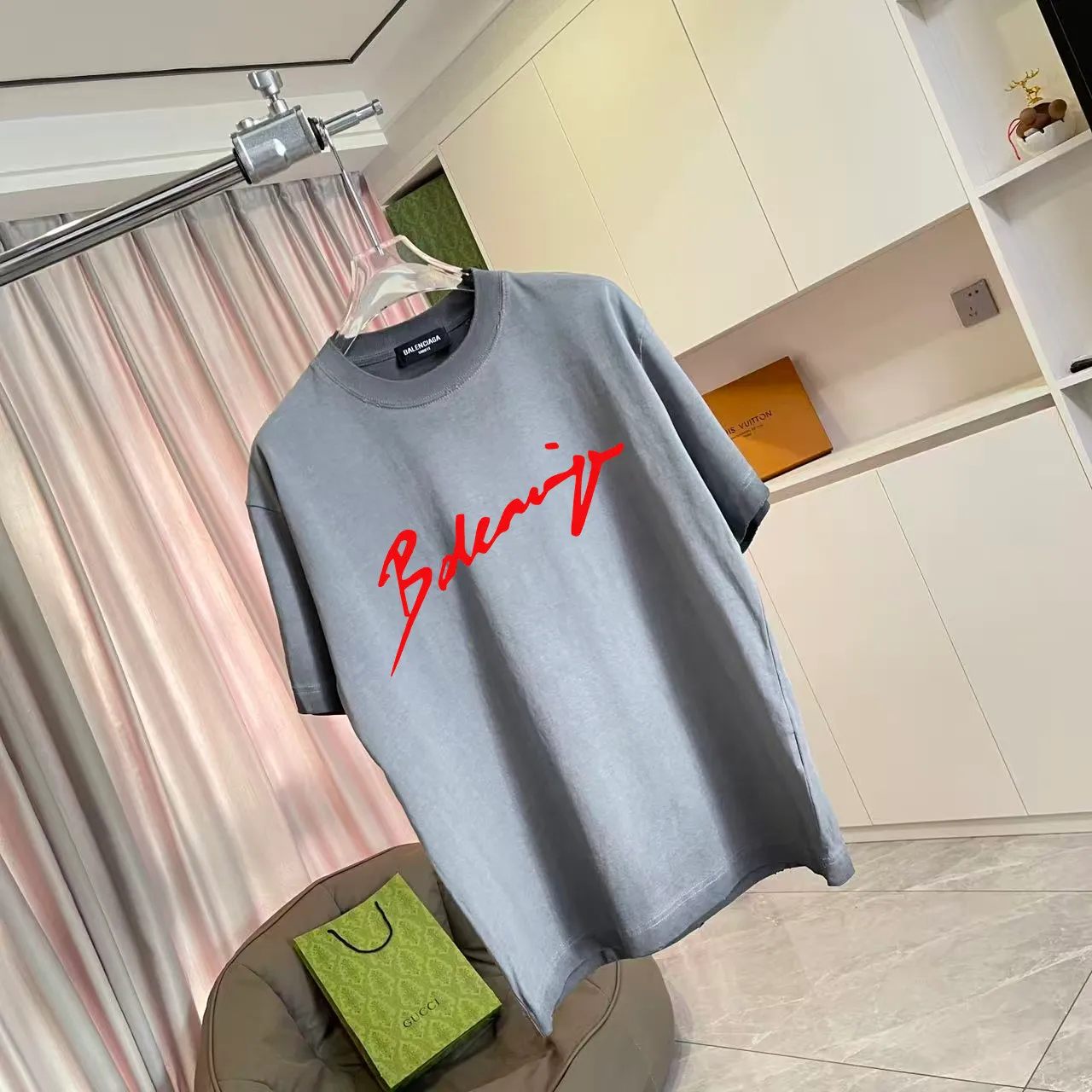 BALENCI*GA 2025 New Arrival logo 320g T Same Style Size：S M L XL XXL ：White Purple Gray